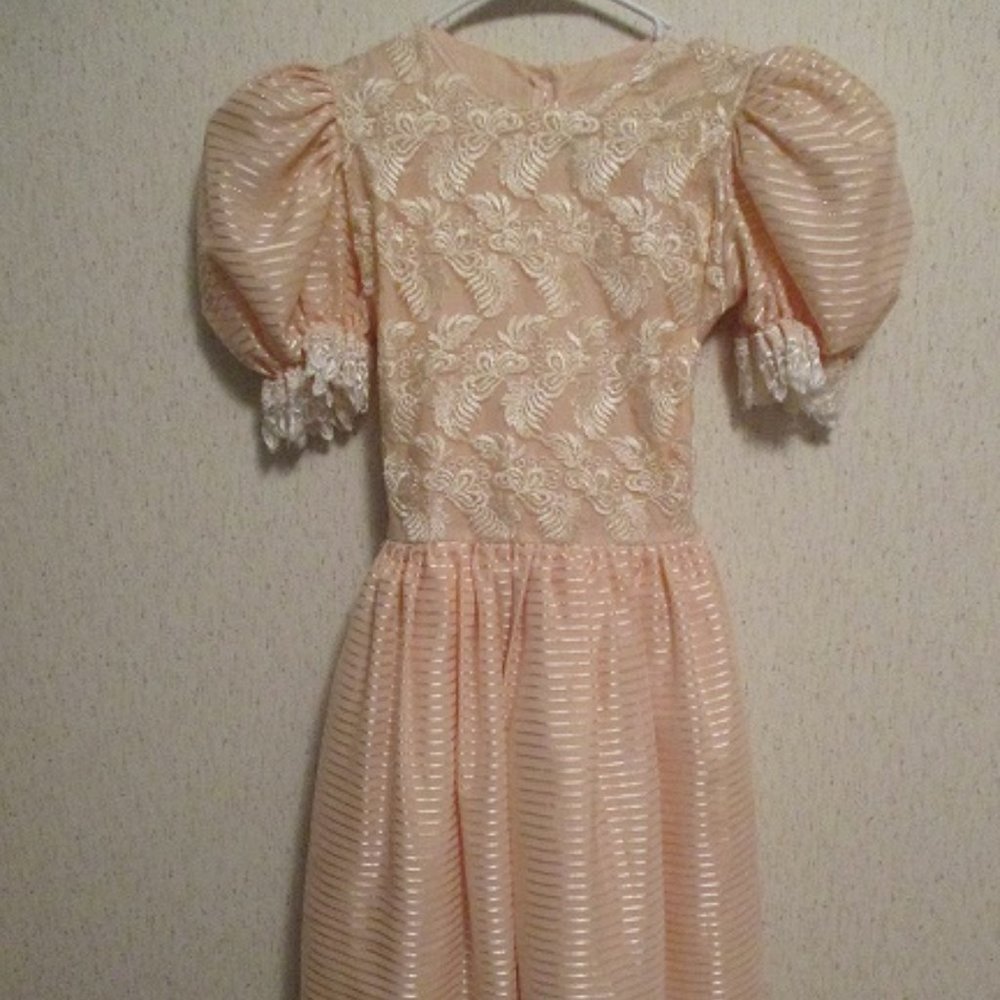 Peachy-pink party, formal, flower girl dress